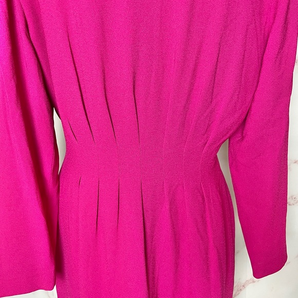 Vintage women’s magenta long sleeve button down retro 80’s career wear dress - Picture 7 of 10